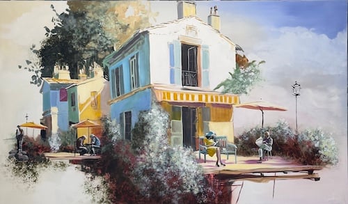 En stund i solen
100 x 170 cm. 
23.000, -
Se det hos Galleri Art Expo