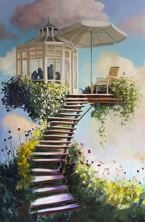 Når vi danser på den mindste plads
150x100 cm 
20.000, -
Se det hos Galleri Nina Sampson