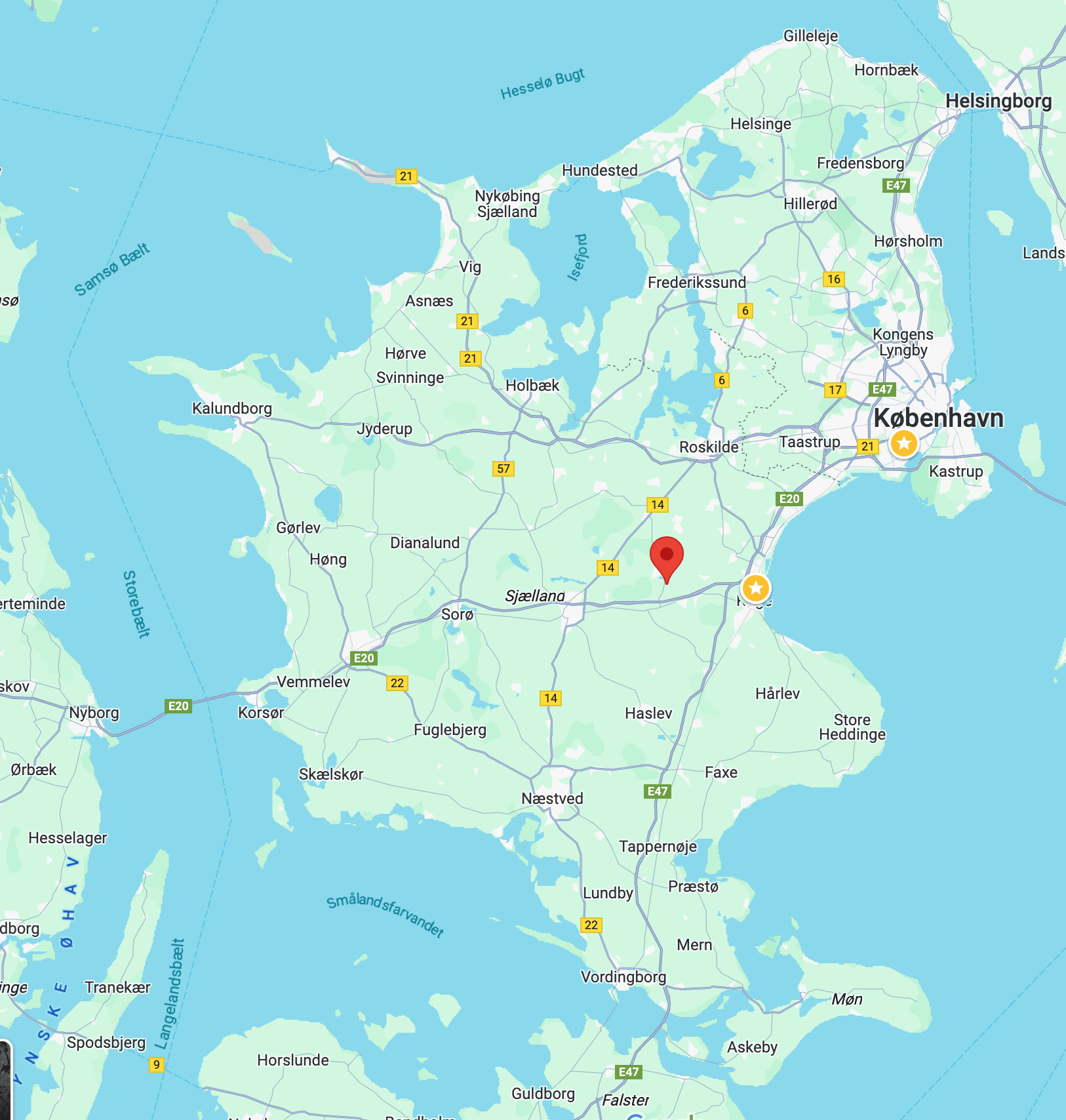 Kort over sjælland Kort over sjælland