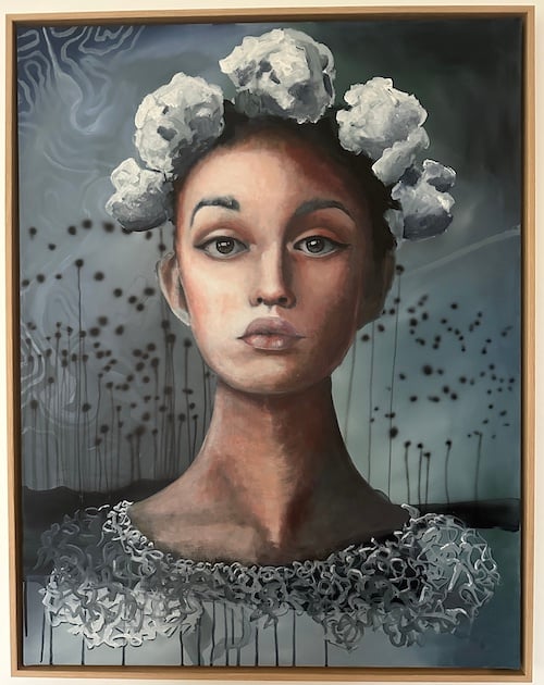 Under skyerne
90 x 70 cm. 
incl. egetræs svæveramme 
10.000, -

Se det hos Naja Duarte